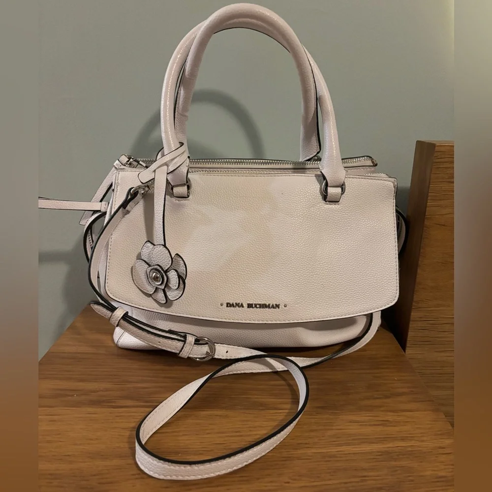 Dana Buchman handbag pebbled texture dual top handles and a crossbody strap